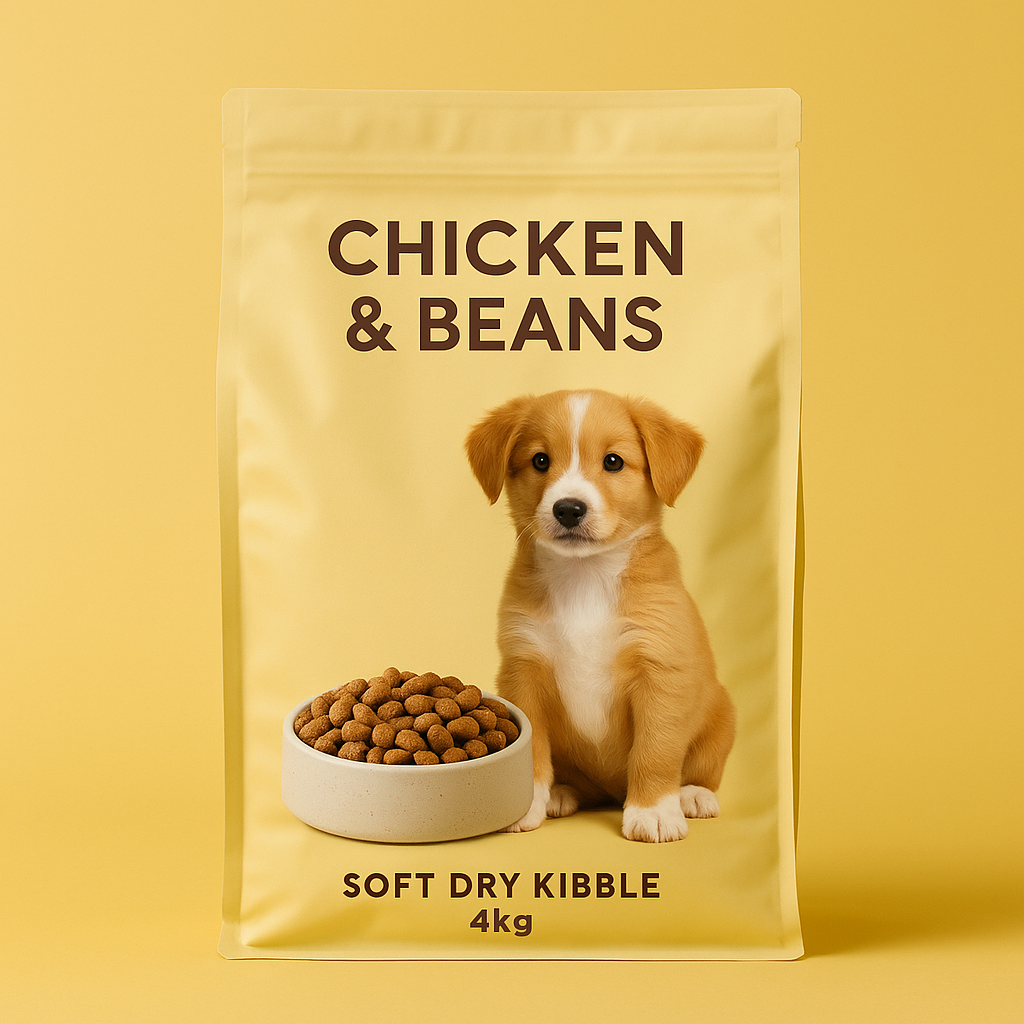 Chicken and beans soft dry food for puppies - 4kg