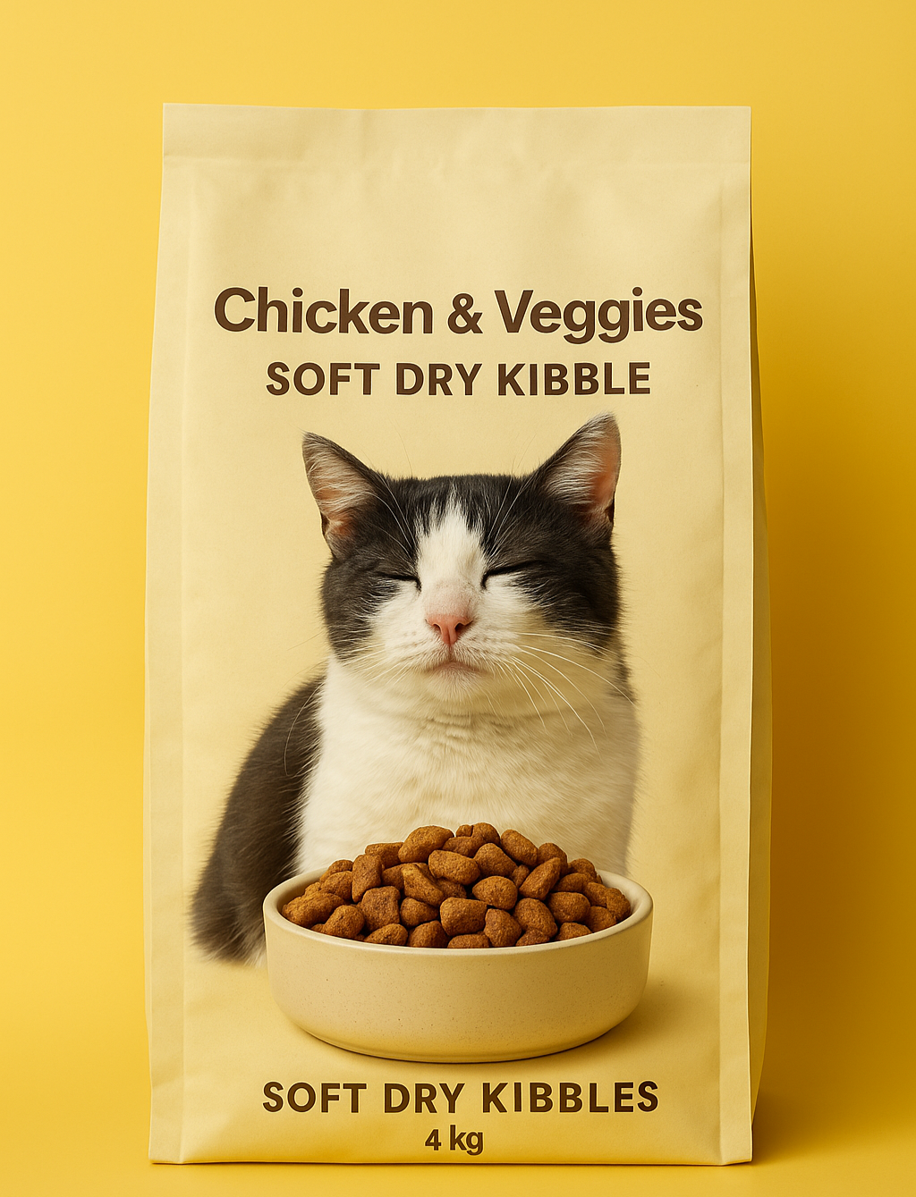 Senior cat dry soft dry kibble with chicken and veggies