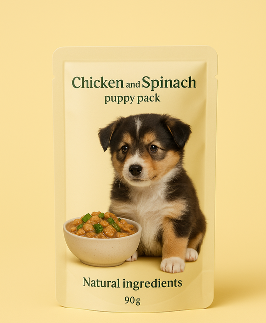 Chicken and spinach puppy food - pack of 6