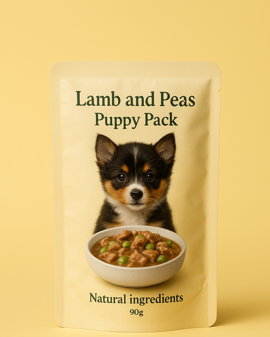 Lamb and peas puppy food in sauce - 6 pack