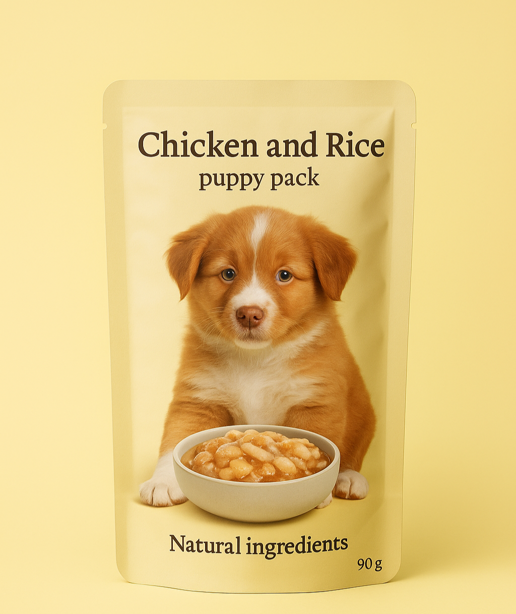 Puppy wet food with chicken and rice - 7 pack